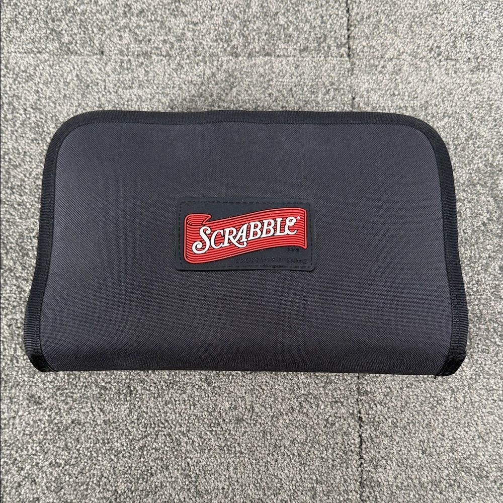 Scrabble Game Travel Version Folio Black Case Complete Car Plane Camping Trip